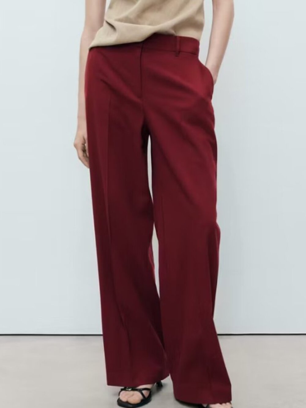 MANGO  Like new without tags Straight mid-rise pants size 8 RED - Picture 4 of 4